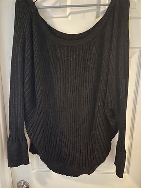 Jennifer Lopez Black Sparkle Ribbed Women's Sweater 2x